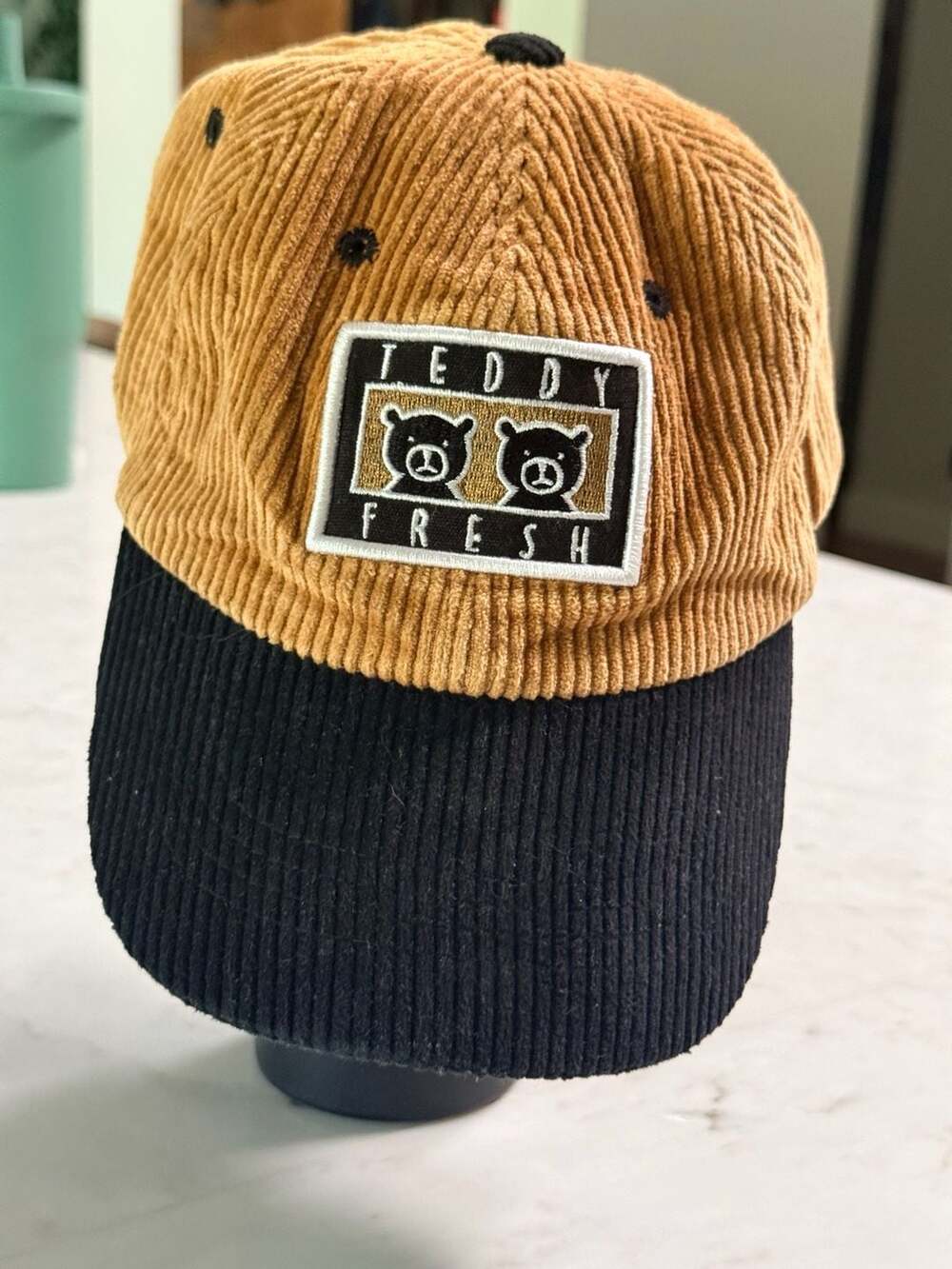 Teddy Fresh Corduroy Two-Tone Bear Logo Hat